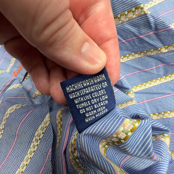 Robert Graham XL Button Up Shirt Blue Stripe Contrast Cuffs Funky - Picture 11 of 11